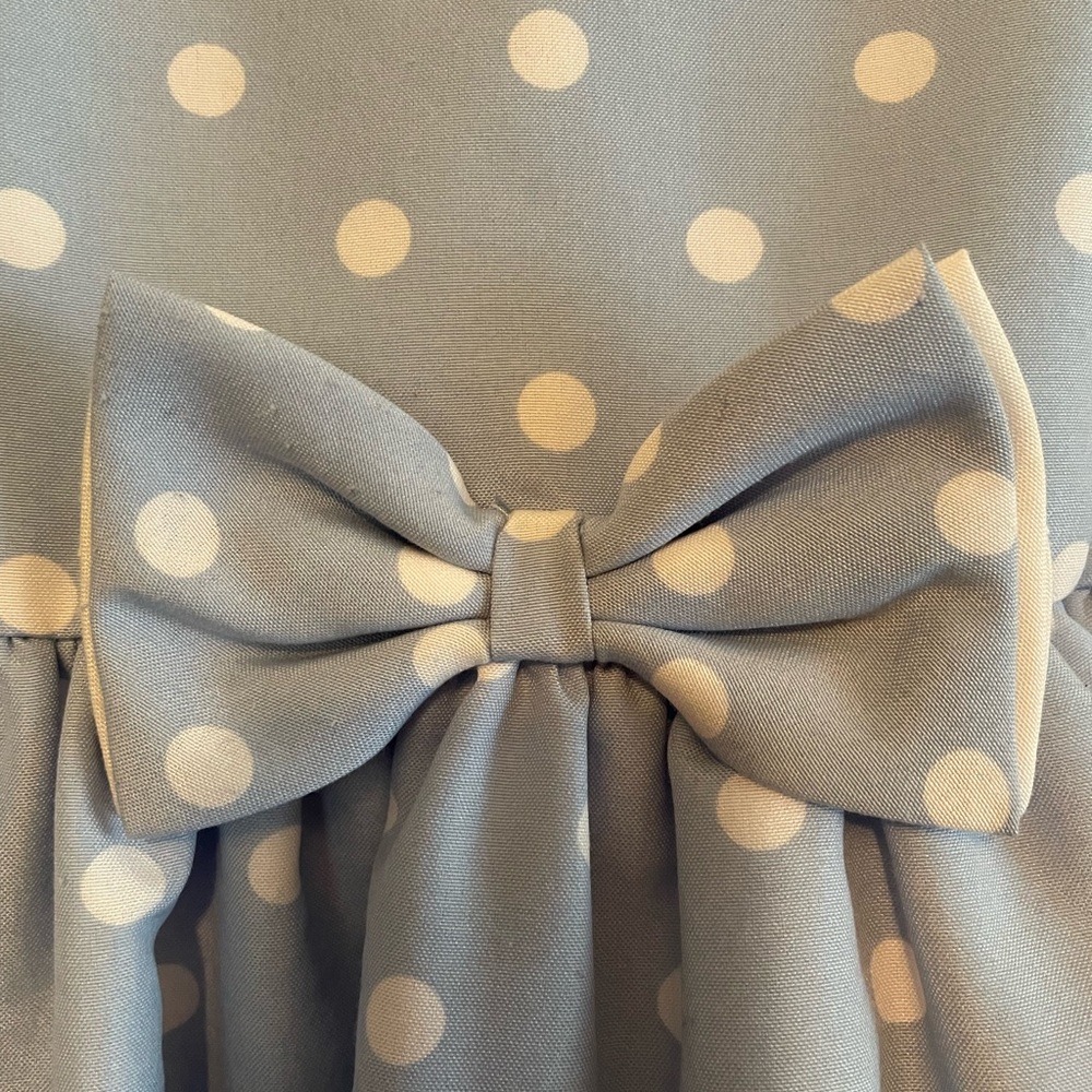 TAHARI Girls 7 Blue Polka Dot Sleeveless Fit & Flare Easter Dress - Picture 3 of 8
